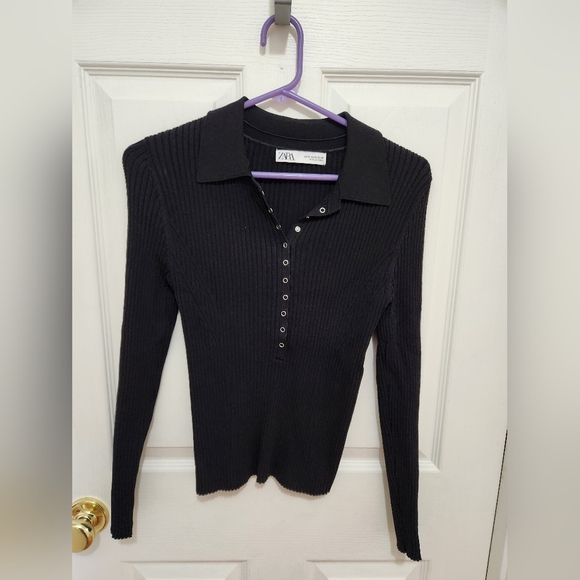 Zara Tops - Zara Ribbed Polo Shirt
